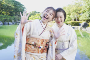 成人式の親子写真